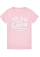 GUESS | T-shirt girocollo scritta girl club| Colore rosa