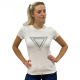 Guess| T-shirt con triangolo e brillantini | colore bianco