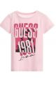 GUESS | T-shirt girocollo scritta stampata e brillanti | Colore rosa