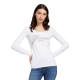 GUESS | T-shirt manica lunga scritta con brillantini| colore bianca